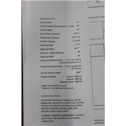 SUB ZERO BUILT IN SIDE BY SIDE - 2007 - MODEL 685/S 3 - MINT