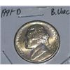 Image 1 : 1991-D JEFFERSON NICKEL *RARE BU UNC HIGH GRADE - NICE COIN*!!
