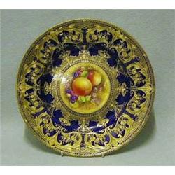 A Royal Worcester cabinet plate, 1970's, pai