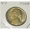 Image 1 : 1949 JEFFERSON NICKEL RED BOOK VALUE IS $6.00 *RARE MS-64 HIGH GRADE*!!