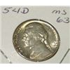 Image 1 : 1954-D JEFFERSON NICKEL RED BOOK VALUE IS $2.00 *RARE MS-63 HIGH GRADE*!!