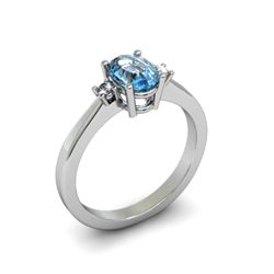 Aqua Marine 0.40 ctw Diamond Ring 14kt White Gold