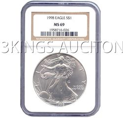 Certified Uncirculated Silver Eagle 1998 MS69