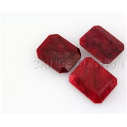 142.36ctw RubyEmeraldCut LooseGemstone lot of 3