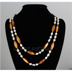 46" BROWN LONGSTRAND FRESHWATER PEARL&CAPIZ NECKLACE PH