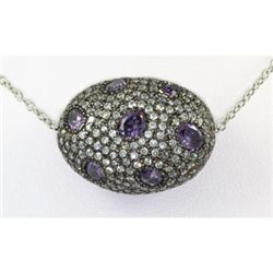 56.ctw Bizarre Egg Shape Silver Necklace