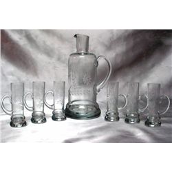 Etched Glass Decanter Set