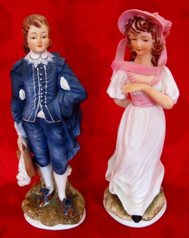 Lefton China Blue Boy & Pinkie Porcelain Figurines