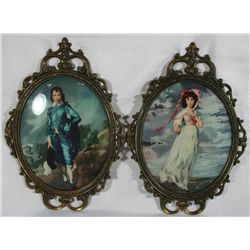 Italian Blue Boy & Pinky Prints in Oval Frame