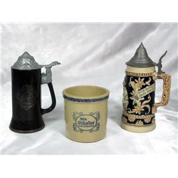 1 German Stein, 1 unmarked Stein & 1 Crock