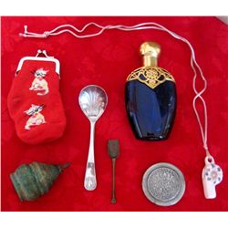 Lot of Whistle, Wood Top, Blue Bottle, etc.