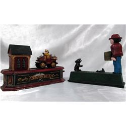 Two Cast Iron Repro Banks