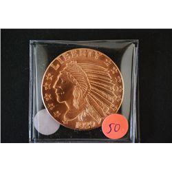 Golden State Mint Copper Round; .999 Fine Copper 1 Oz.; "1929 $5 Gold Piece"; EST. $5-10