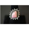 Image 1 : Sterling Silver Ring Size 9 W/Triangular Pink Marbled Gemstone; .925 Sterling; EST. $15-30