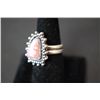 Image 2 : Sterling Silver Ring Size 9 W/Triangular Pink Marbled Gemstone; .925 Sterling; EST. $15-30
