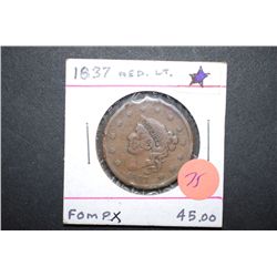 1837 Large One Cent; Medium Letters; EST. $60-90