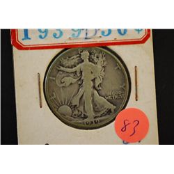 1939-D Walking Liberty Half Dollar; VG8; EST. $10-25