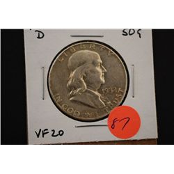 1952-D Ben Franklin Half Dollar; VF20; EST. $10-20