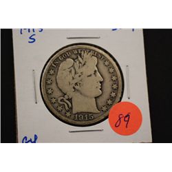 1915-S Barber Half Dollar; G4; EST. $10-20