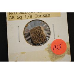 1316-1320 AD India N/D Sultan of Delhi AR Sq 1/8 Tankah Foreign Coin; EST. $90-150