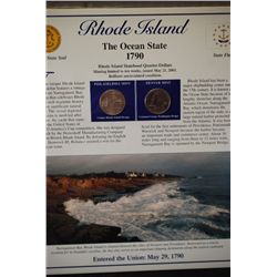 2001 Rhode Island State Quarter Coin Set W/US Postal Stamps; P&D Mints; EST. $5-10