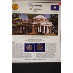 2000 Virginia State Quarter Coin Set W/US Postal Stamps; P&D Mints; EST. $5-10