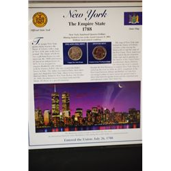 2001 New York State Quarter Coin Set W/US Postal Stamps; P&D Mints; EST. $5-10