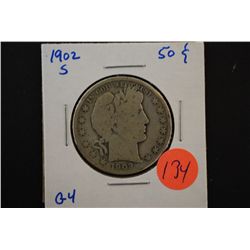 1902-S Barber Half Dollar; G4; EST. $10-20