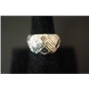 Image 1 : Sterling Silver Ring Size 8 W/Patterned Top; .925 Silver; EST. $10-15