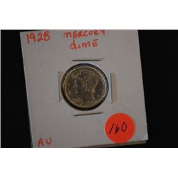 1928 Mercury Dime; AU; EST. $10-15