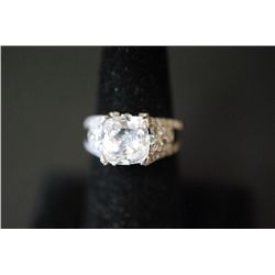 Sterling Silver Ring Size 7 W/Cubic Zirconia Solitaire; .925 Sterling; EST. $10-15