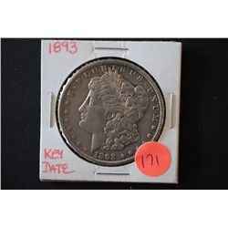 1893 Silver Morgan $1; Key Date; EST. $400-750