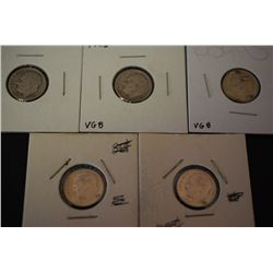 1946 Roosevelt Dime; VG8, 1947 Roosevelt Dime; VG8, 1955 Roosevelt Dime; VF20, 1955 Roosevelt Dime; 