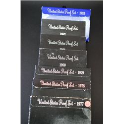 1977-S, 1978-S, 1979-S, 1980-S, 1981-S, 1982-S & 1983-S US Mint Proof Set; Lot of 7; EST. $35-50