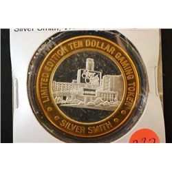 Silver Smith Casino Resort Wendover NV Limited Edition Two-Tone $10 Gaming Token; .999 Fine Silver .