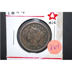 1844 Large One Cent; 13 Stars; EST. $60-80