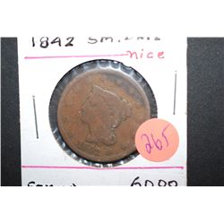 1842 Large One Cent; Small Date; EST. $80-100