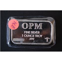 OPM, LLC Silver Ingot; .999 Fine Silver 1 Oz.; From Recycled Sources; EST. $35-35