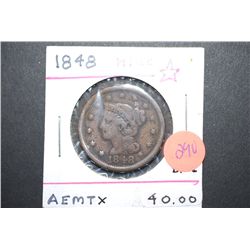 1848 Large One Cent; 13 Stars; EST. $60-90
