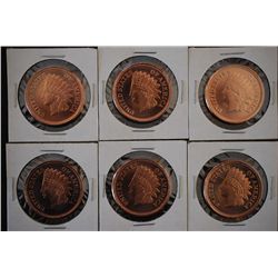 Golden State Mint Copper Round; .999 Fine Copper 1/2 Oz.; Lot of 6; "Indian Head"; EST. $10-15