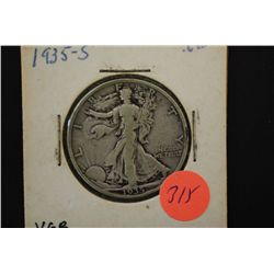 1935-S Walking Liberty Half Dollar; VG8; EST. $10-20