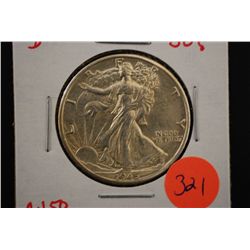 1945-D Walking Liberty Half Dollar; AU50; EST. $20-40