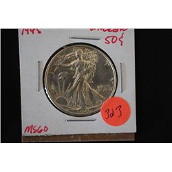 1945 Walking Liberty Half Dollar; MS60; EST. $20-40