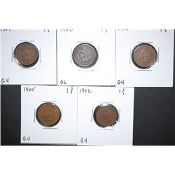 1902 Indian Head One Cent; G4, 1903 Indian Head One Cent; G4, 1905 Indian Head One Cent; G4, 1907 In