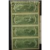 Image 2 : 2003-A US Federal Reserve Note $2; San Francisco CA Reserve; Lot of 4; Uncut Bills; EST. $20-40