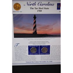 2001 North Carolina State Quarter Coin Set W/US Postal Stamps; P&D Mints; EST. $5-10