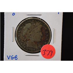 1908-O Barber Half Dollar; VG8; EST. $10-20