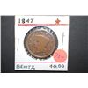 Image 1 : 1847 Large One Cent; 13 Stars; EST. $80-110