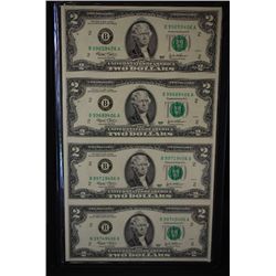 2003 US Federal Reserve Note $2; New York NY Reserve; Lot of 4; Uncut Bills; EST. $20-30