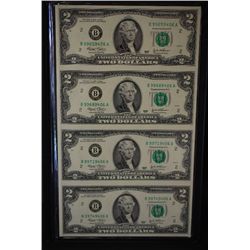 2003 US Federal Reserve Note $2; New York NY Reserve; Lot of 4; Uncut Bills; EST. $20-30